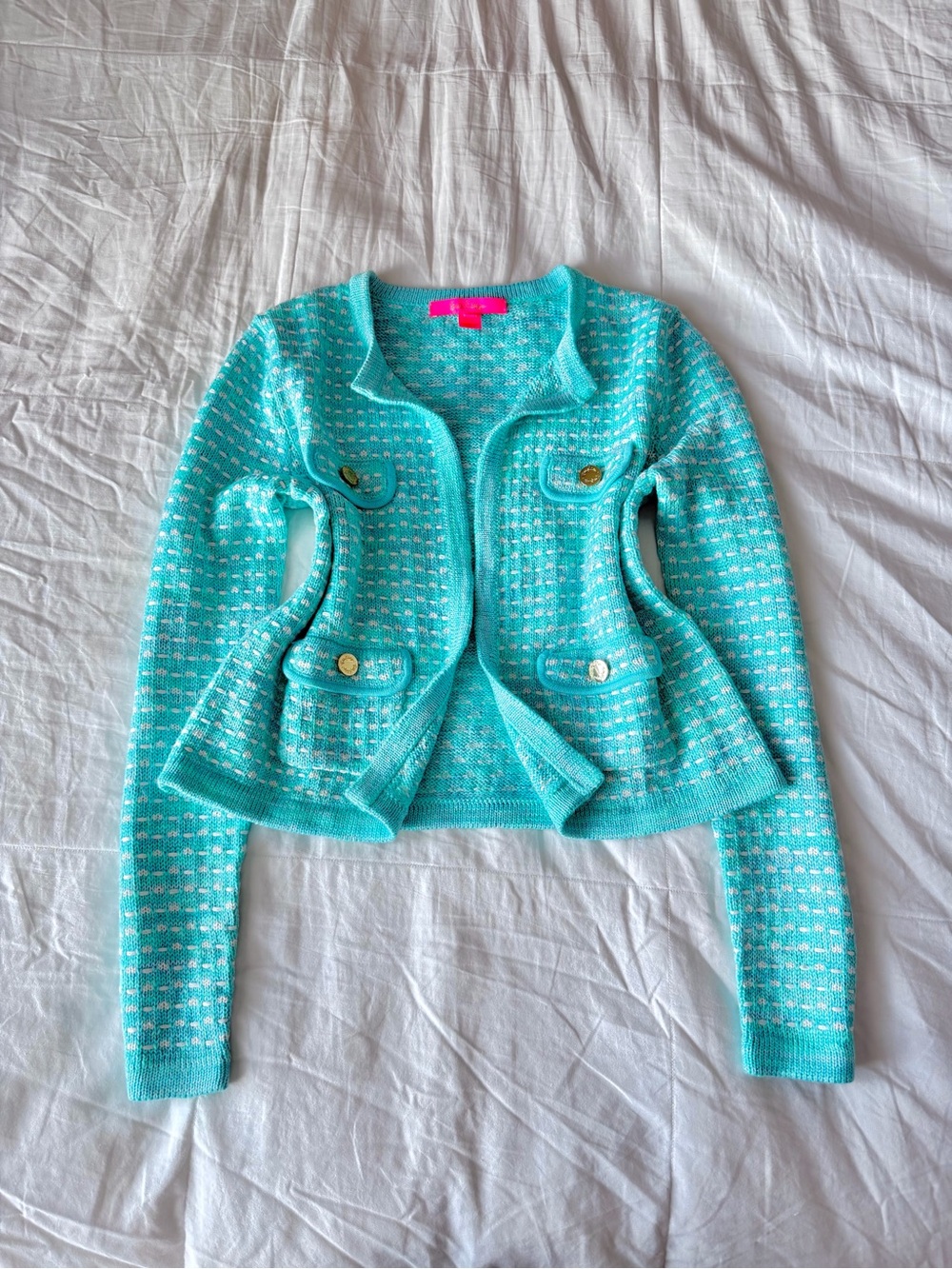 Lilly Pulitzer Kienna Cardigan Blue Horizon Metallic Marl Size S